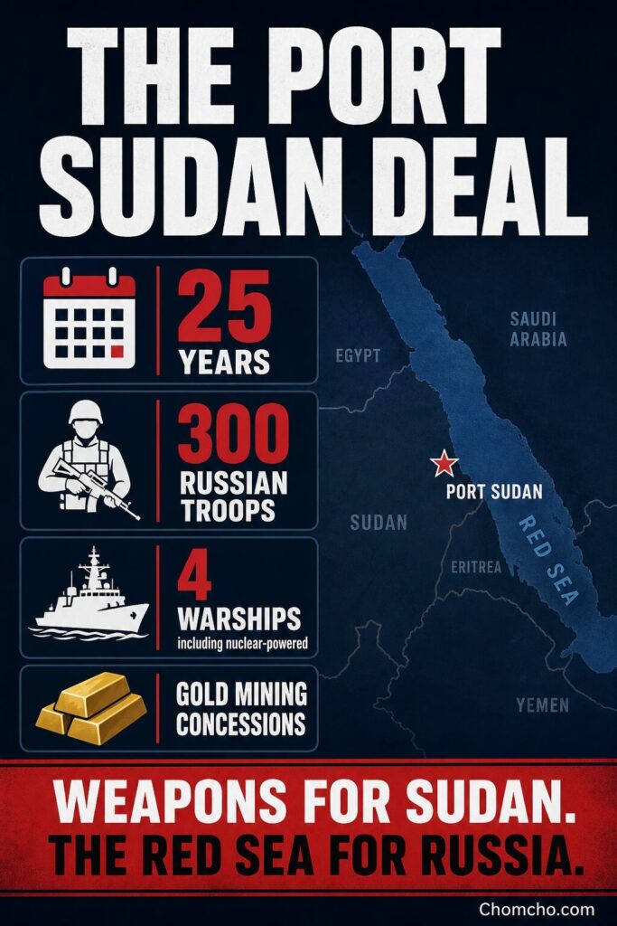 The proposed agreement gives Moscow a 25 year naval foothold on the Red Sea.