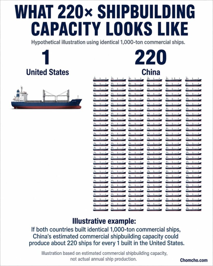 A larger industrial base can build far more ships.