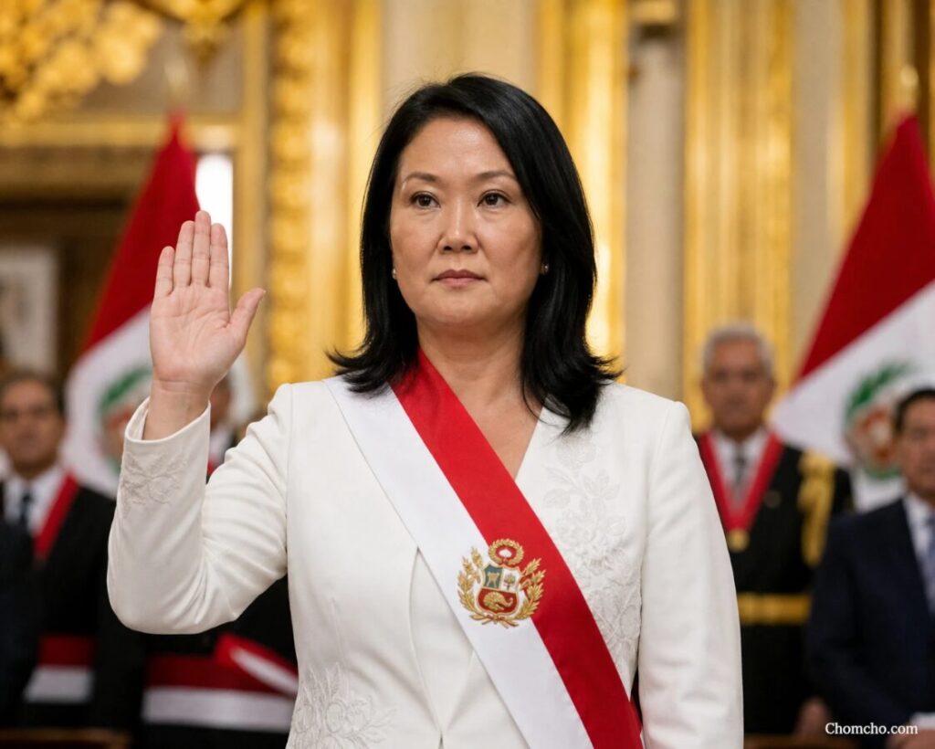 Keiko Fujimori takes the oath as president of Peru.