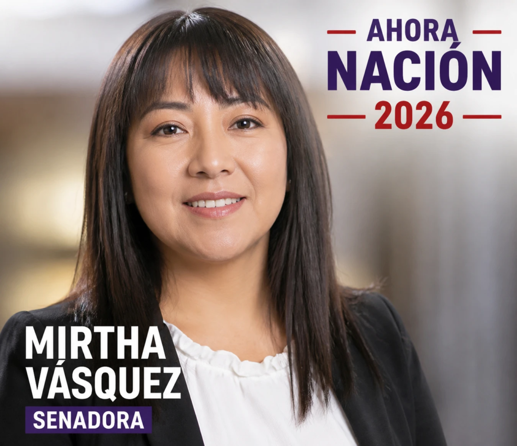 Beijing courts Peru: campaign poster of Senator Mirtha Vásquez of Ahora Nación, who accepted a China trip paid by the Chinese Embassy.